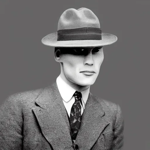 Image similar to A photograph portrait of Jerma985 wearing a suit with and fedora in the 1940s, taken in the early 1940s, grainy, taken on a 940s Kodak Camera, realistic, hyperrealistic, very realistic, highly detailed, very detailed, extremely detailed, detailed, digital art, trending on artstation