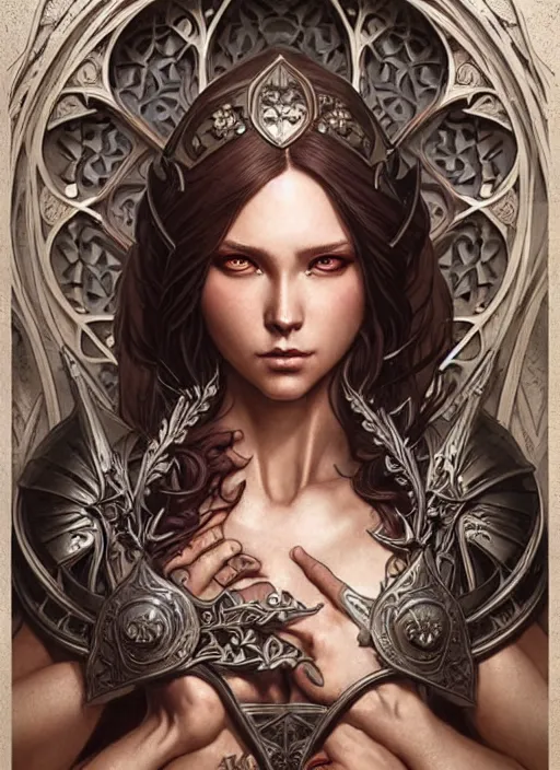 Image similar to Muscular and powerful medieval knight portrait, art nouveau, fantasy, intricate flower designs, elegant, highly detailed, sharp focus, art by Artgerm and Greg Rutkowski