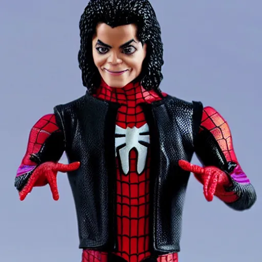 Prompt: action figure of michael jackson as spider - man