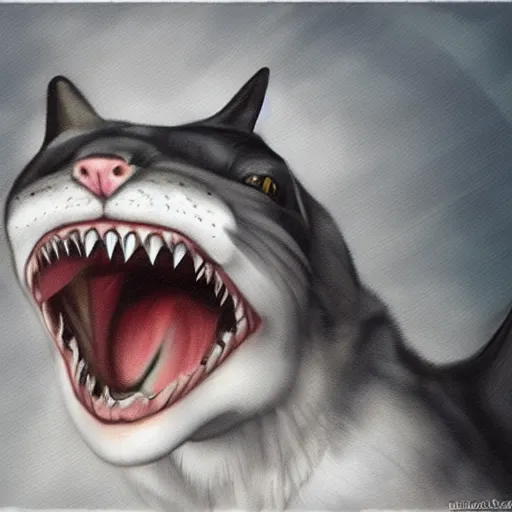 Image similar to cat - shark, photorealistic, highly detailed