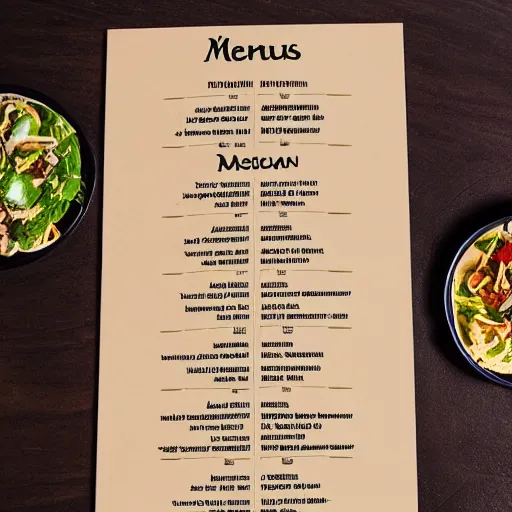 Image similar to a restaurant menu written in the papyrus font