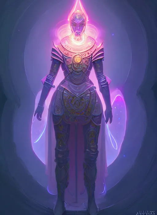 Prompt: a knight faceless glowing liquefied stardust adventurer, dnd fantasy character, full body portrait, glowing neon skin, magical aura, ultra realistic, intricate, elegant, highly detailed, digital painting, artstation, smooth, sharp, focus, illustration, art by artgerm and greg rutkowski and alphonse mucha and dan mumford, sacred geometry