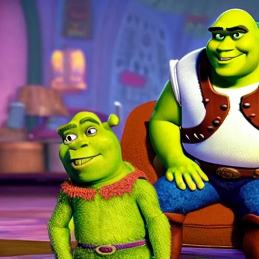 Image similar to Shrek as a toy in the movie Toy Story
