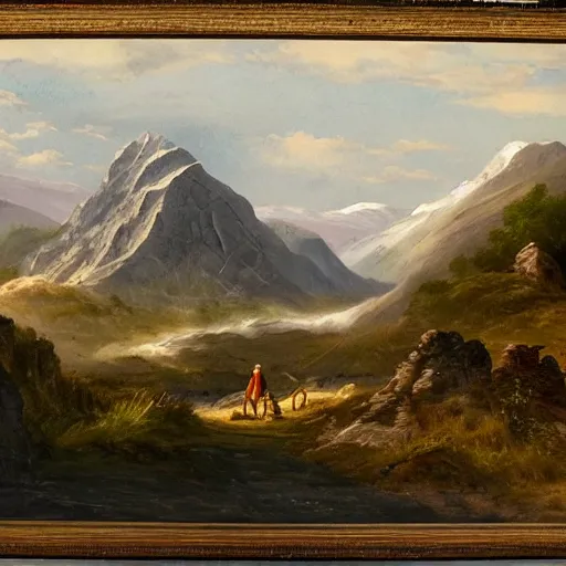 Image similar to mountainous scene with gods rings