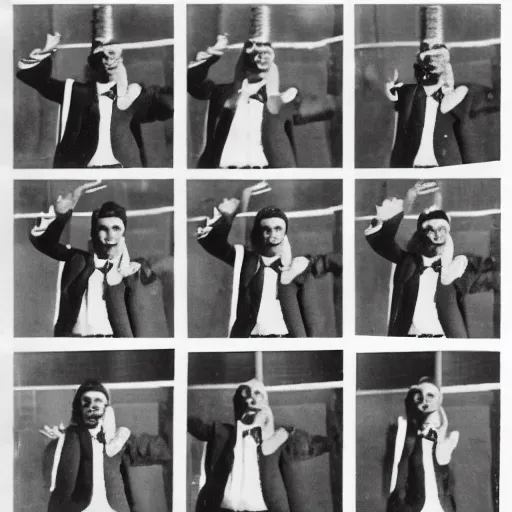 Image similar to a film strip reel of a man waving his arm from left to right