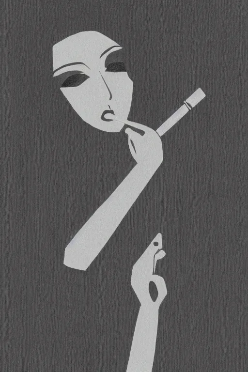 Image similar to single line art of a woman smoking a cigarette