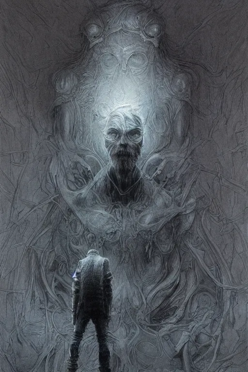 Image similar to pewdiepie is god, dark fantasy, intricate, smooth, artstation, painted by Wayne Barlowe, zdislav beksinski