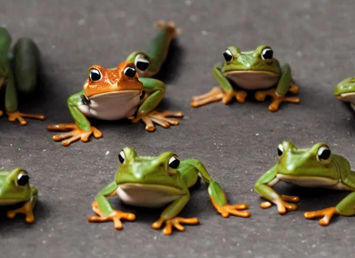 Image similar to movie still of a wes anderson movie about frogs