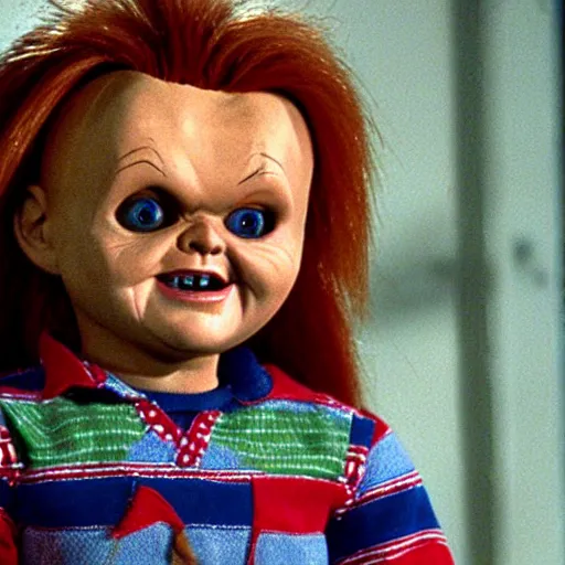 Prompt: Chucky the killer doll in an episode Full House