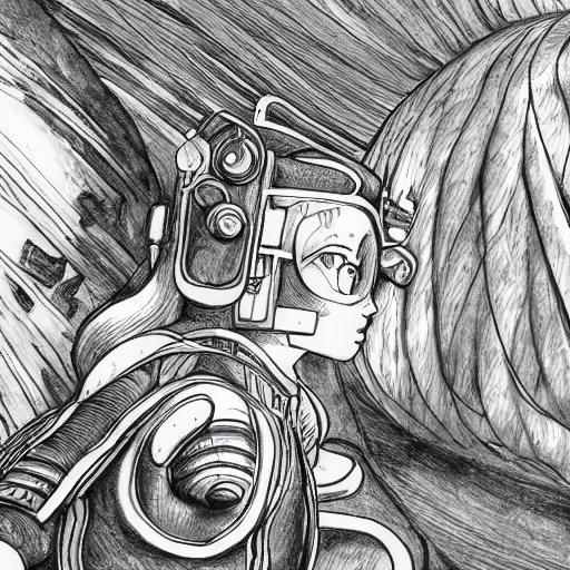 Prompt: Sketch of a lucid dream taking place in space in the style of studio ghibli, astonishing detail, amazing shading, award winning