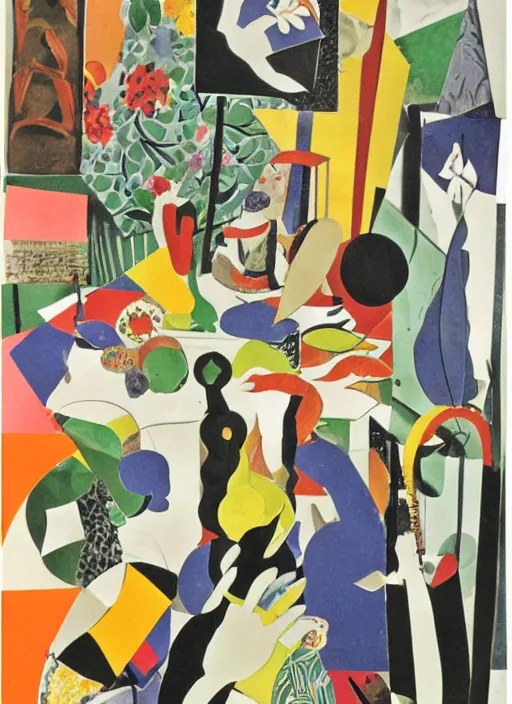 Image similar to paper collage art by henri matisse