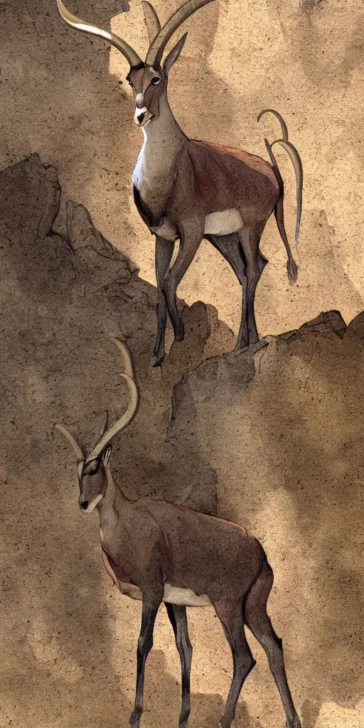 Image similar to ibex in a citadel, digital painting