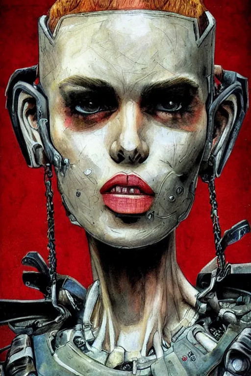 Prompt: portrait fashion model cyborg artwork by enki bilal