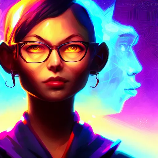 Image similar to skill magic geek inside matrix deepdream radiating a glowing aura stuff loot legends stylized digital illustration video game icon artstation lois van baarle, ilya kuvshinov, rossdraws,