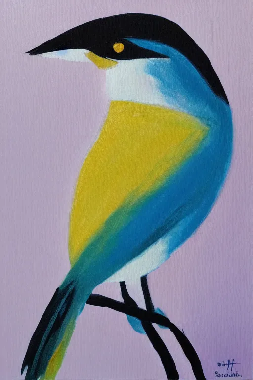 Image similar to painting of a bird on white canvas in the style of saatchi