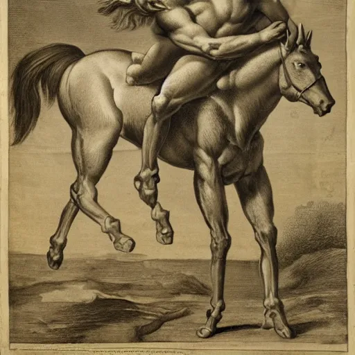 Image similar to Centaur with the body of a man and the head of a horse