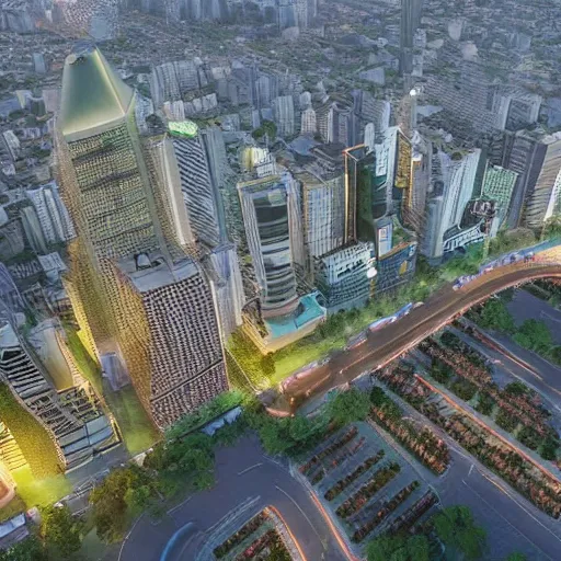 Prompt: 3 d rendering of the city of jakarta rendered with an unreal engine, the image is refined with uhd, yellowish light, and also its beauty is like the real world