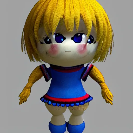 Image similar to cute fumo plush girl who is a glitch with broken textures and a missing mesh, vray