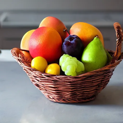 Image similar to a fruit basket on top of a kitchen table