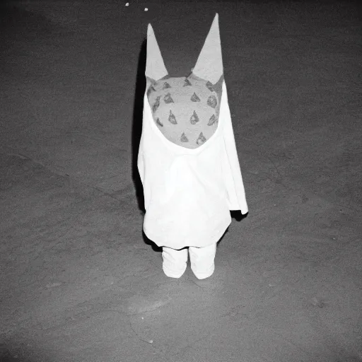 Image similar to conehead furry cult, 35mm grainy film photography