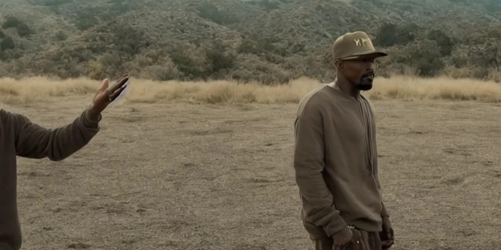 Image similar to Jamie Foxx as Kanye West in 'YE' (2023), movie still frame