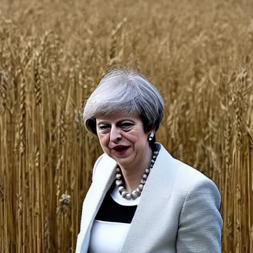 Image similar to theresa may walking in a field of wheat