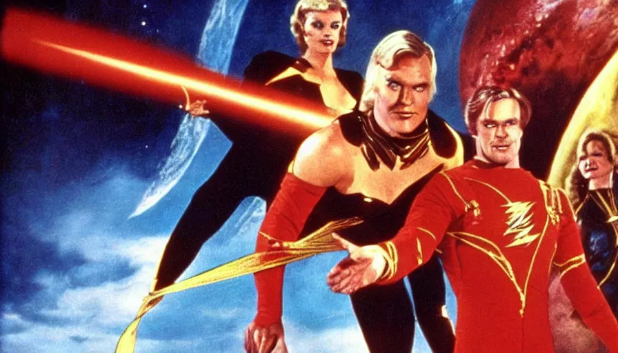 Prompt: A scene from the 1980 Flash Gordon