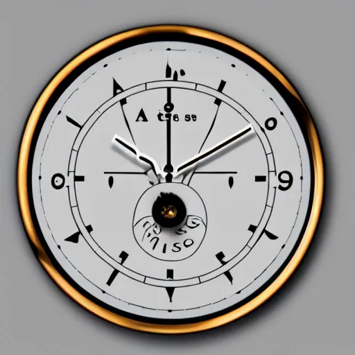 Prompt: a rendering of a clock with 2 4 hours hands and no hours on the clock face