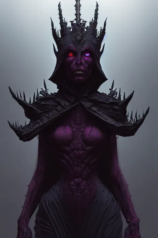 Image similar to a portrait of the queen of darkness, illustration, soft lighting, soft details, dark mood, painting oil on canvas by Wayne Barlowe octane render trending on artstation d&d characters, 4k, 8k, HD