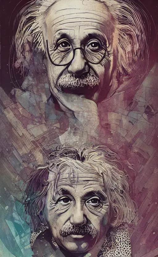 Image similar to einstein, eun emerging from renaissance italy into a cyberpunk mutiversal realm by conrad roset, nicola samuri, dino valls, m. w. kaluta, jakub rebelka, rule of thirds, seductive look, beautiful