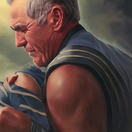 Prompt: an aging war hero holds his memories in his arms, alex ross, artgerm, atmospheric, anamorphic, cinematic