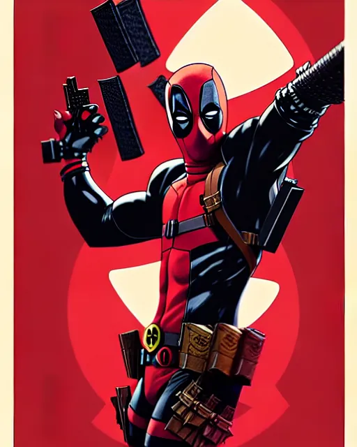 Image similar to highly detailed portrait of deadpool on the queen of hearts card, by atey ghailan, by greg rutkowski, by greg tocchini, by james gilleard, by joe fenton, by kaethe butcher
