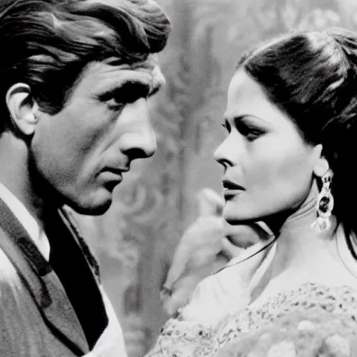 Prompt: a scene from the leopard by luchino visconti with burt lancaster and claudia cardinale