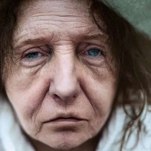 Image similar to A woman with Werner's Syndrome, close-up, portrait imagery, photorealistic imagery