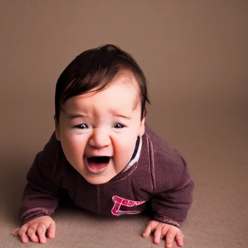 Image similar to baby Markiplier throwing a tantrum, professional photography baby magazine photoshoot, high definition,