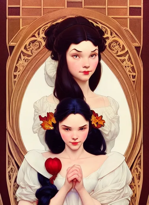 Prompt: portrait of disney snowhite, intricate, elegant, highly detailed, my rendition, digital painting, artstation, concept art, smooth, sharp focus, illustration, art by artgerm and greg rutkowski and alphonse mucha and uang guangjian and gil elvgren and sachin teng, symmetry!!