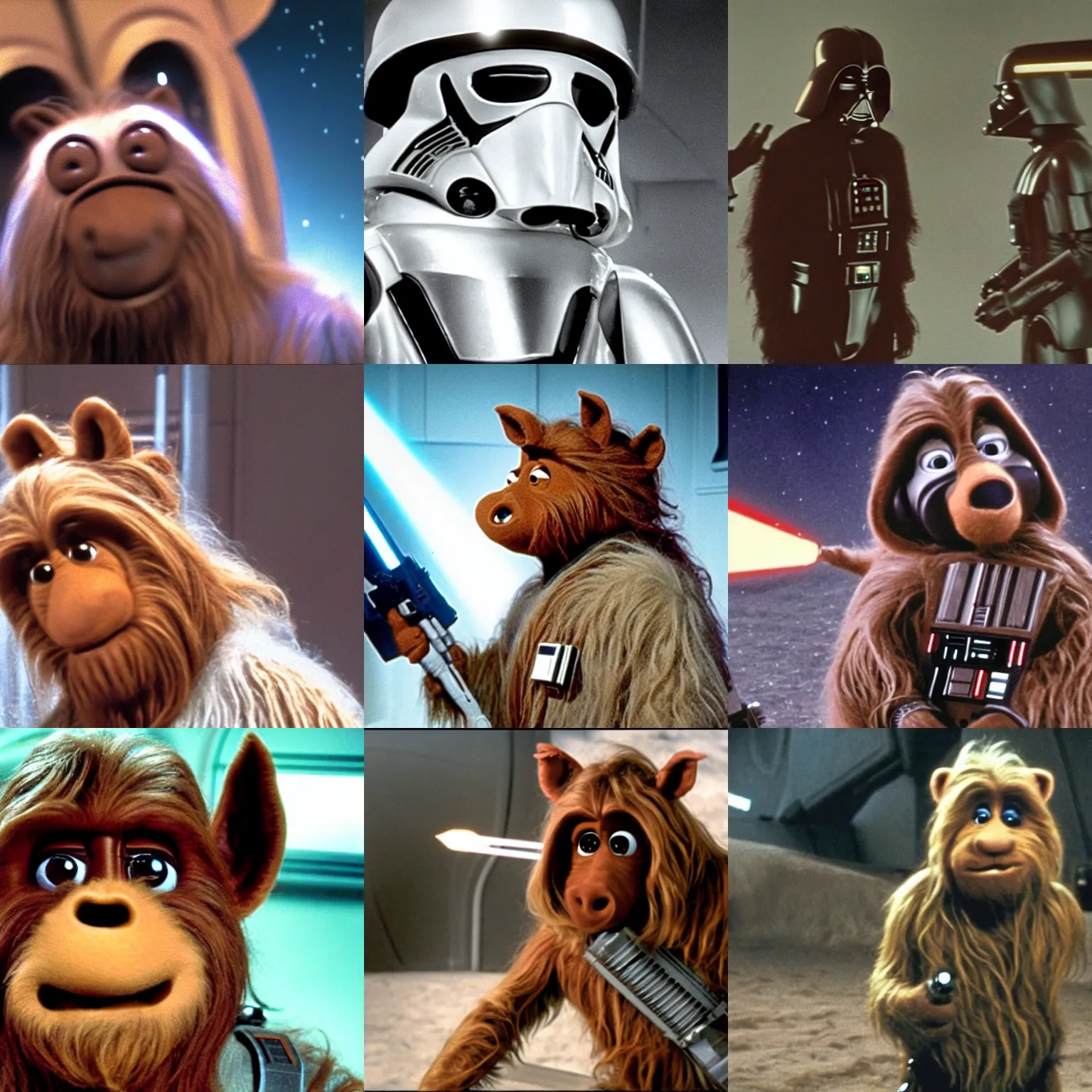 Prompt: film still of alf in star wars