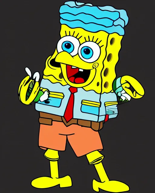 Prompt: Spongebob in a mech suit