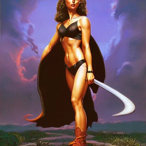 Image similar to Natalie Portman, Michael Whelan, frank Frazetta, artstation, Dio album art