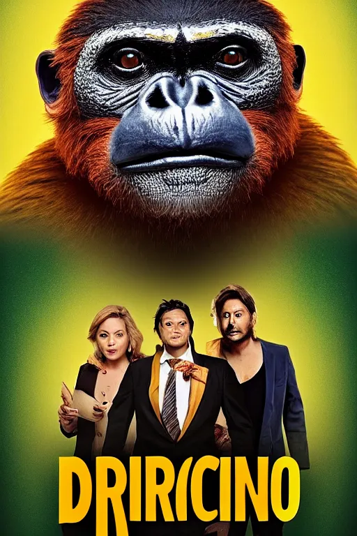 Image similar to poster for an australian netflix drongo show called drongo, orang utan, tv show drongo poster