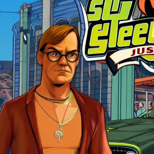 Image similar to Scooby Doo in GTA 5, cover art by stephen Bliss, no text, wearing a bikini, holding a gun, trending on artstation
