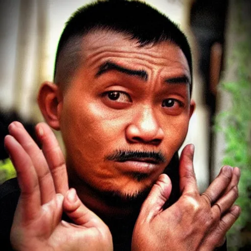 Image similar to gang sign from'javanese gangster rapper reastically