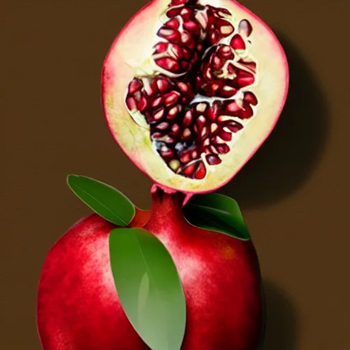 Image similar to photo of a pomegranate shaped like michelle obama standing tall, smiling softly, sharp detailed face, highly detailed, artstation, 8 k