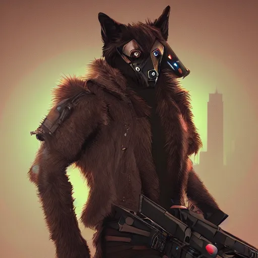 Image similar to A Wolf Scoundrel, Furry, Cyberpunk, digital art, award winning, artstation, masterpiece, very detailed,