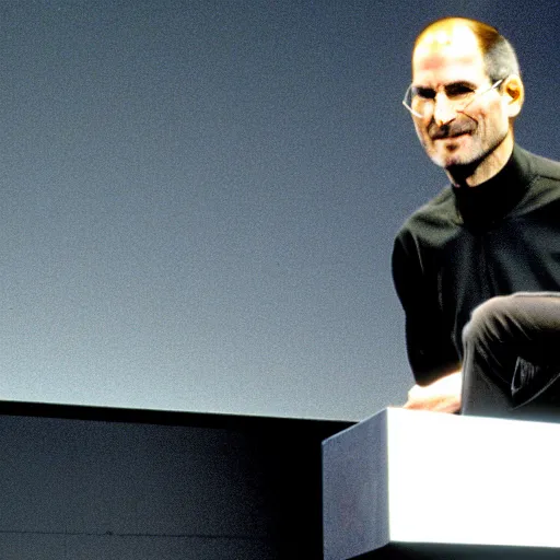 Image similar to steve jobs doing a cartwheel at a keynote