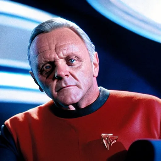 Image similar to anthony hopkins as the captain of starship enterprise