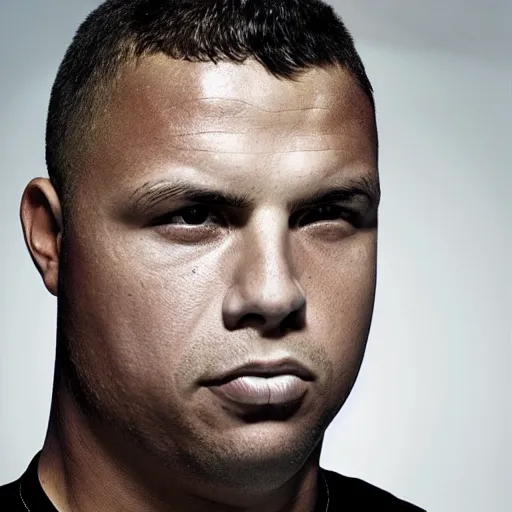 Image similar to real ronaldo nazario head and shoulders portrait photograph by martin schoeller