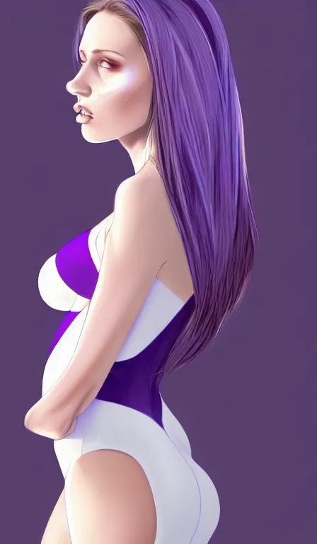 Prompt: professional digital art of a white incredibly attractive woman with light brown hair with purple tips, blue eyes, wearing a tight red low cut party dress, very attractive, facing camera, tirso facing camera, impressive, Canon 40mm view, HD, 4k, cinematic, well composed, best on artstation, cgsociety, wlop, epic, stunning, gorgeous, much detail, much wow, masterpiece,
