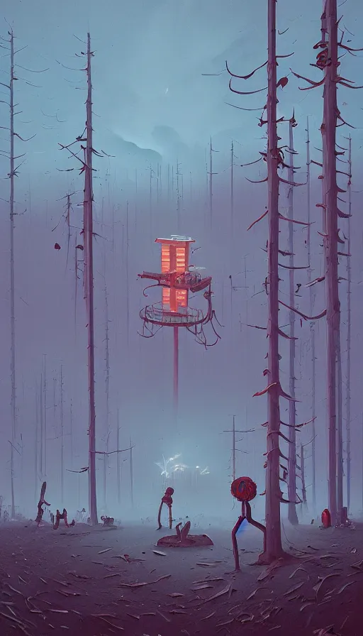 Prompt: life and death mixing together, by simon stalenhag