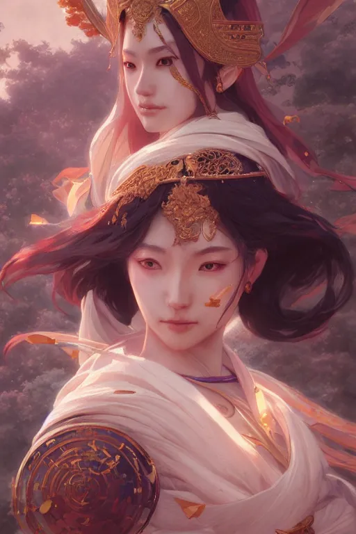 Image similar to goddess of the japan, highly detailed, digital painting, artstation, concept art, smooth, sharp focus, illustration, unreal engine 5, 8 k, art by artgerm and greg rutkowski and edgar maxence